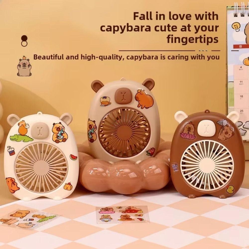 Portable Cute Capybara Fan Solid Color Cartoon Handheld Fan Gifts USB Mini Fan  Camping