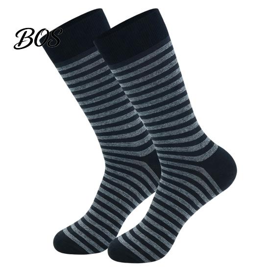 Comfortable Business Casual Socks Men Striped Crew Socks, Cotton Dress Moisture Wicking Daily Commute Work Breathable for Office Wear Everyday