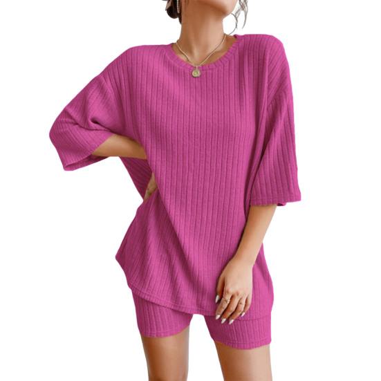 Женский летний спортивный костюм из 2 предметов с круглым вырезом и короткими рукавами, тонкий топ в американском стиле, шорты с высокой талией, спортивный костюм, летняя одежда для йоги