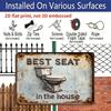 2D Flat, 1pc "Best Seat in The House" Toilet Aluminium Sign 8x12 Inch - Vintage Rustic 3D Toilet Design, Funny Bathroom Quote Metal Wall Decor