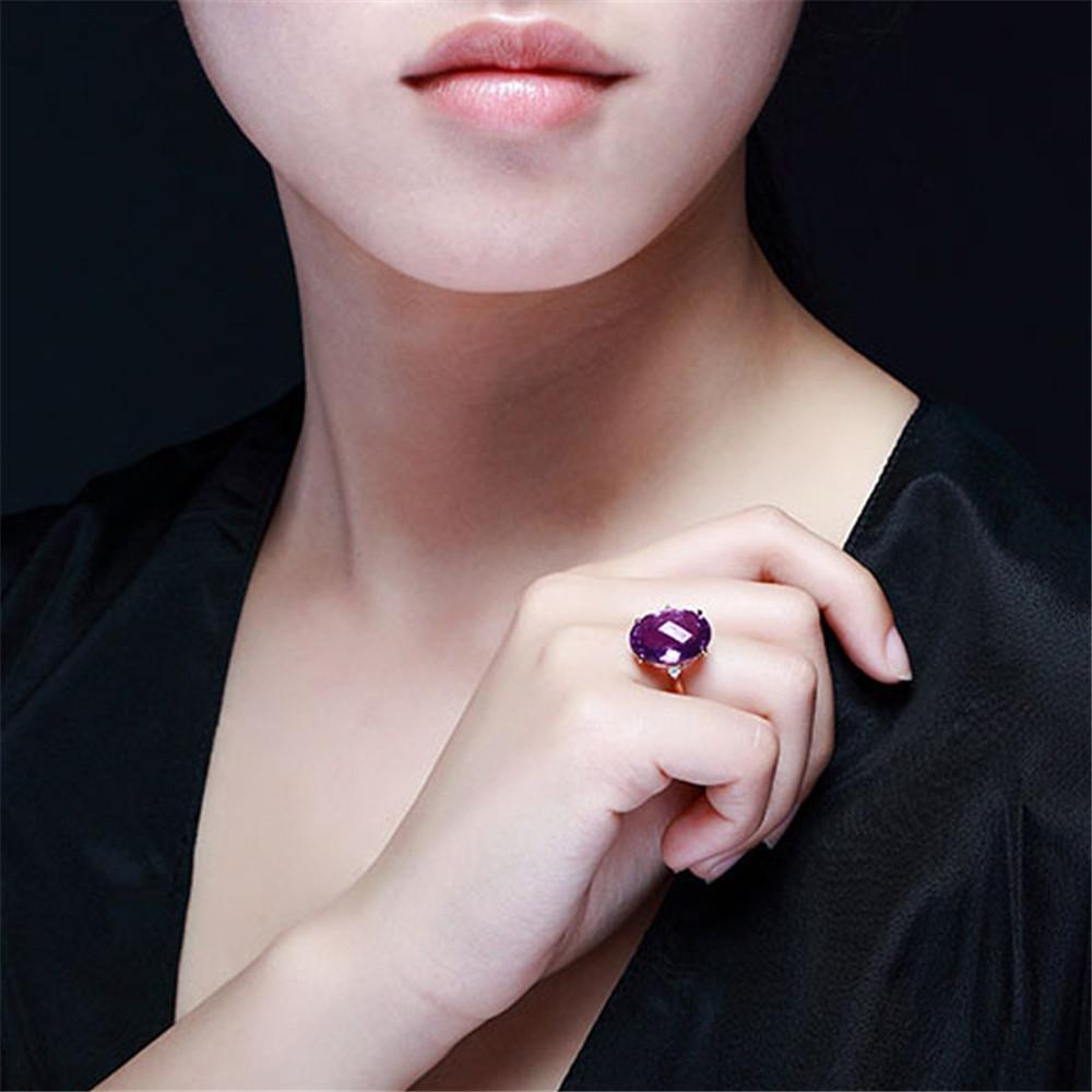 Кольца с крупными драгоценными камнями, синими и фиолетовыми кристаллами для женщин, аквамарин, аметист, циркон, розовое золото, ювелирные изделия для коктейльной вечеринки, подарок