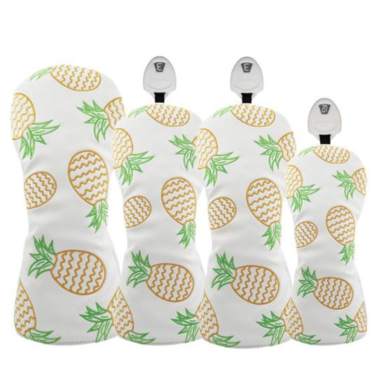 Чехлы для гольф-клюшек из искусственной кожи с принтом ананаса, защитные чехлы для головок паттеров, устойчивые к пятнам
