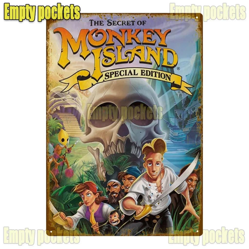 Классическая игра The Secret Of Monkey Island Металлические таблички Украшение для гаража Домашний кинотеатр Дизайн кухни Жестяная табличка Постеры подарок для детей