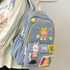 School Bag Plaid School Bag Female College Student Backpack Small Fresh Soft Girl Cute Contrasting Color Popular Backpack