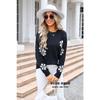 Autumn and Winter Sweater Knitted Sweater with Contrasting Colors and Flowers