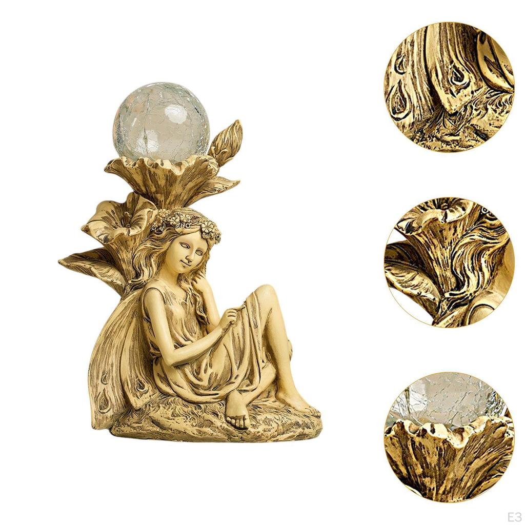 Статуэтка для сада фей, лампа на солнечных батареях, декоративная смоляная лужайка, украшение для улицы