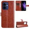 Кожаный флип-чехол для OPPO Reno13 F 4G/Reno 13F 5G PU кожаный защитный чехол с зажимом для карт и ремешком на руку