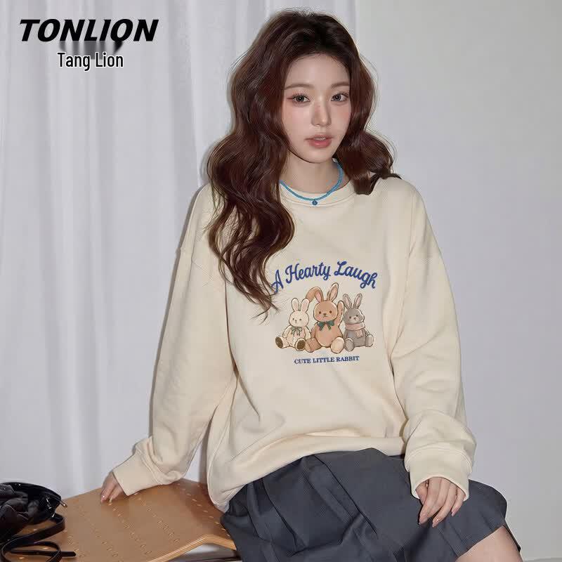 Женская толстовка с длинным рукавом и графическим изображением кролика TonLion
