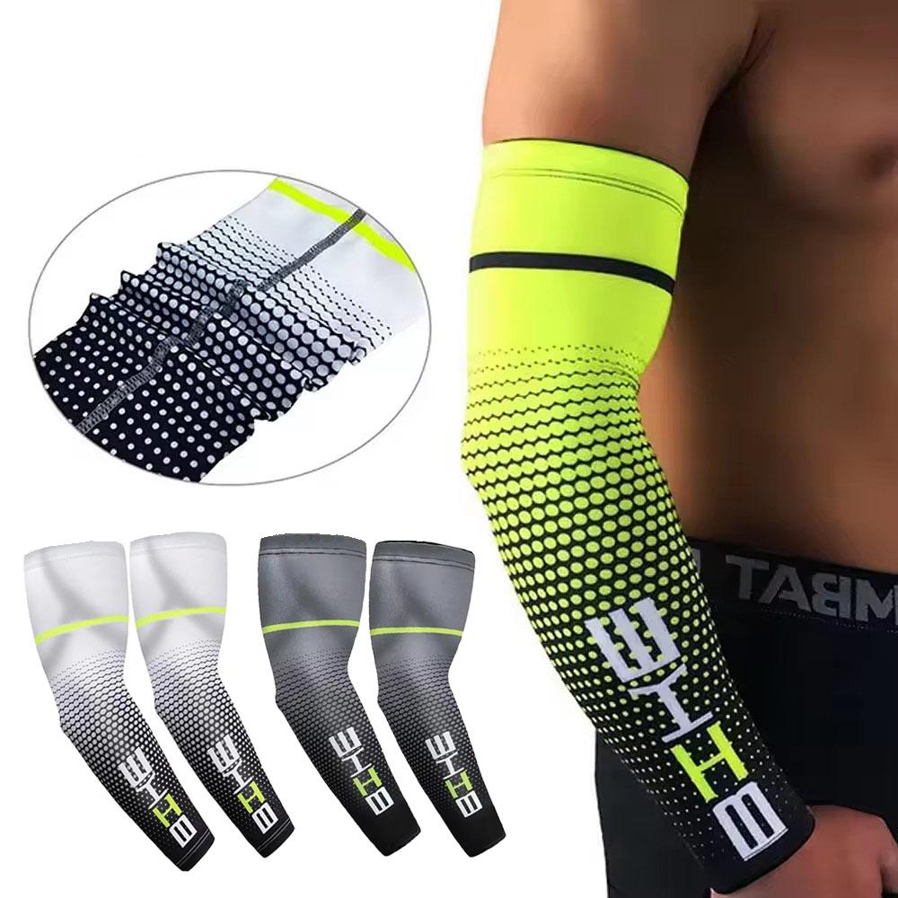 1 Pair Unisex Cycling Running Sports Sleeve Arm Cooling Sleeves UV Sun Protection Cuff Cover Protective Elastic Arm Sleeves
