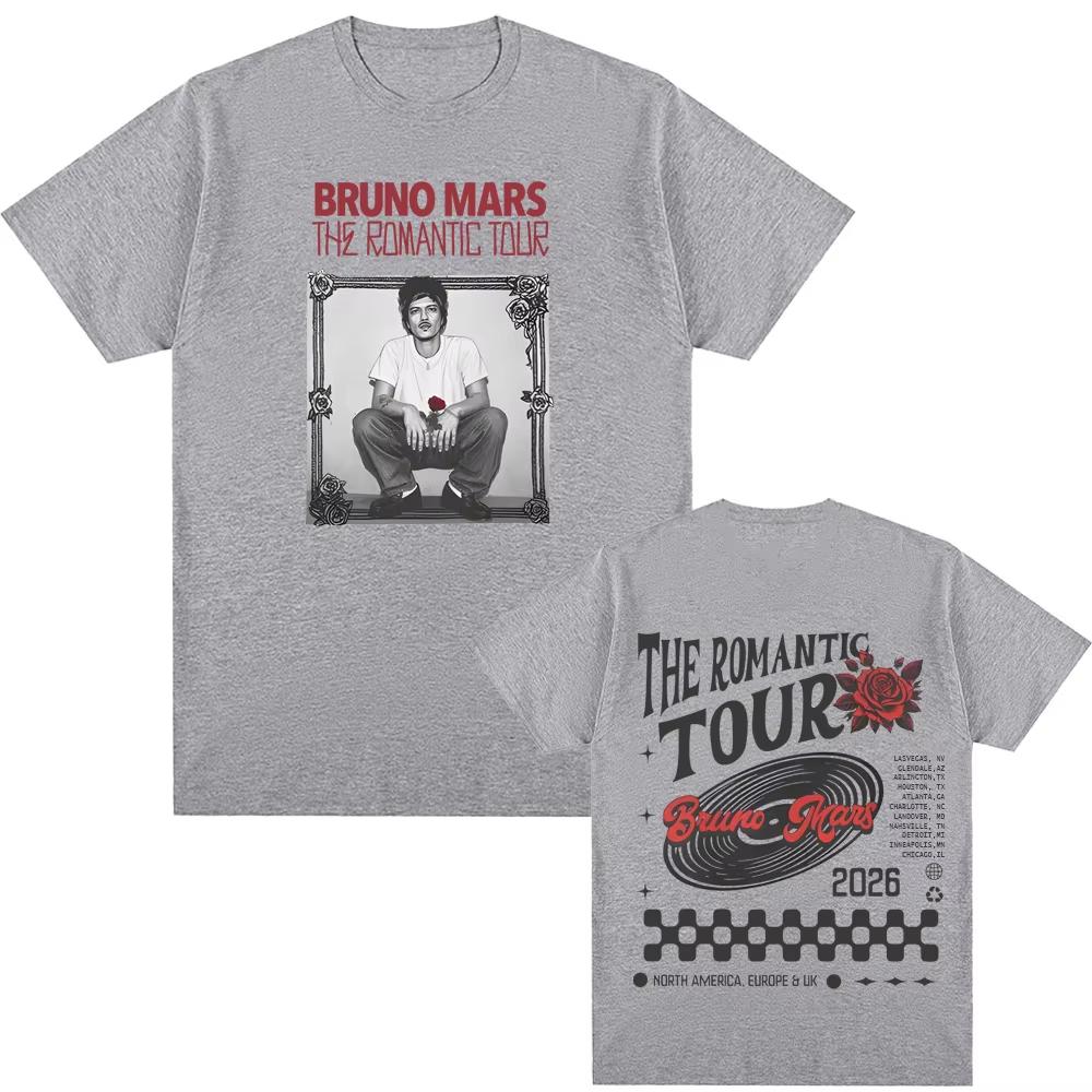 Summer Hot Sale Bruno Mars The Romantic Tour T-shirt 2026 album Tour Clothes Original Design Cotton Graphic T-shirt