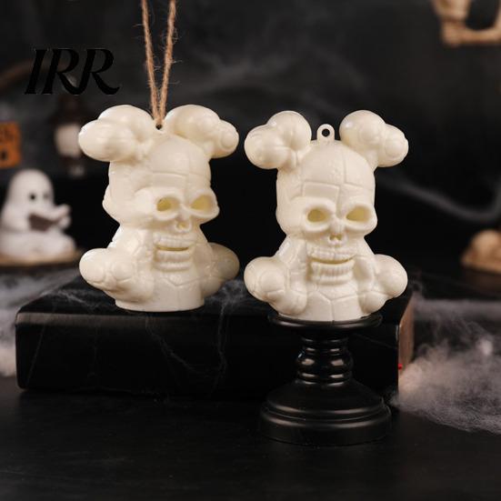 Creepy Skull Prop Halloween Night Light, LED Skeleton Decorative Candle Light for Safe Lighting Haunted House, Spooky Party Tabletop Decor,