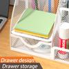 Mesh Pen Holder and Organizer Office Supplies with 7 Compartments, Desktop Organizer with Drawer, Metal Pen Holder for Desk