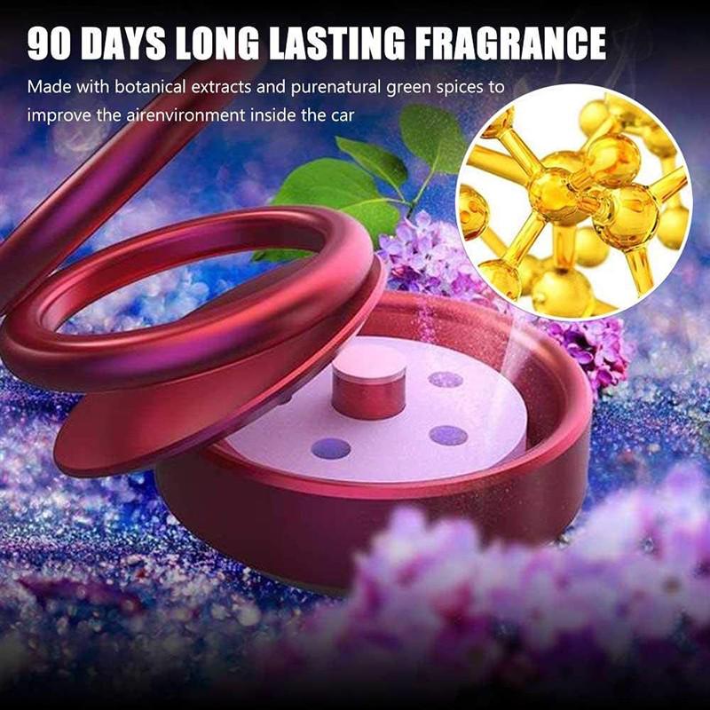 Автомобильный освежитель воздуха с двумя кольцами на солнечной батарее - автоматический вращающийся ароматерапевтический диффузор премиум-класса с ароматом на 90 дней