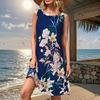 Women's Flower Printed Sleeveless Round Neck Dress Loose Soft and Comfortable Plus Size Dress