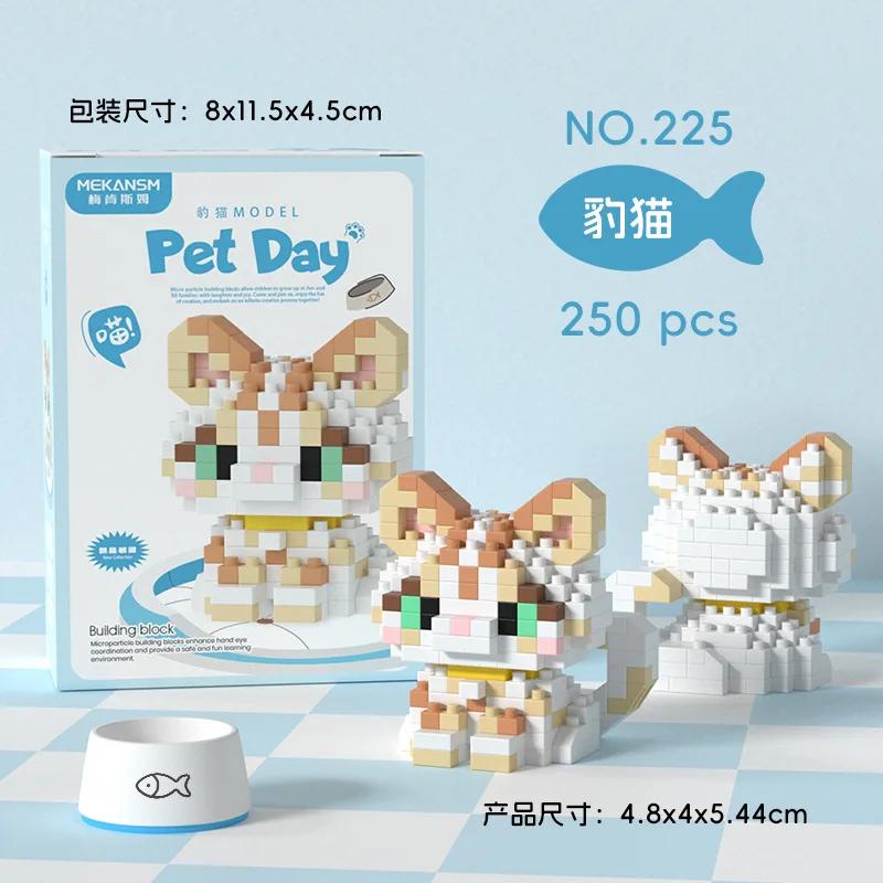 Animal Micro Building Blocks Sets Ocelot Ragdoll Cat Dog 3D Model Husky Collie Mini Figure Brick Toys Schnauzer For Kids Gift