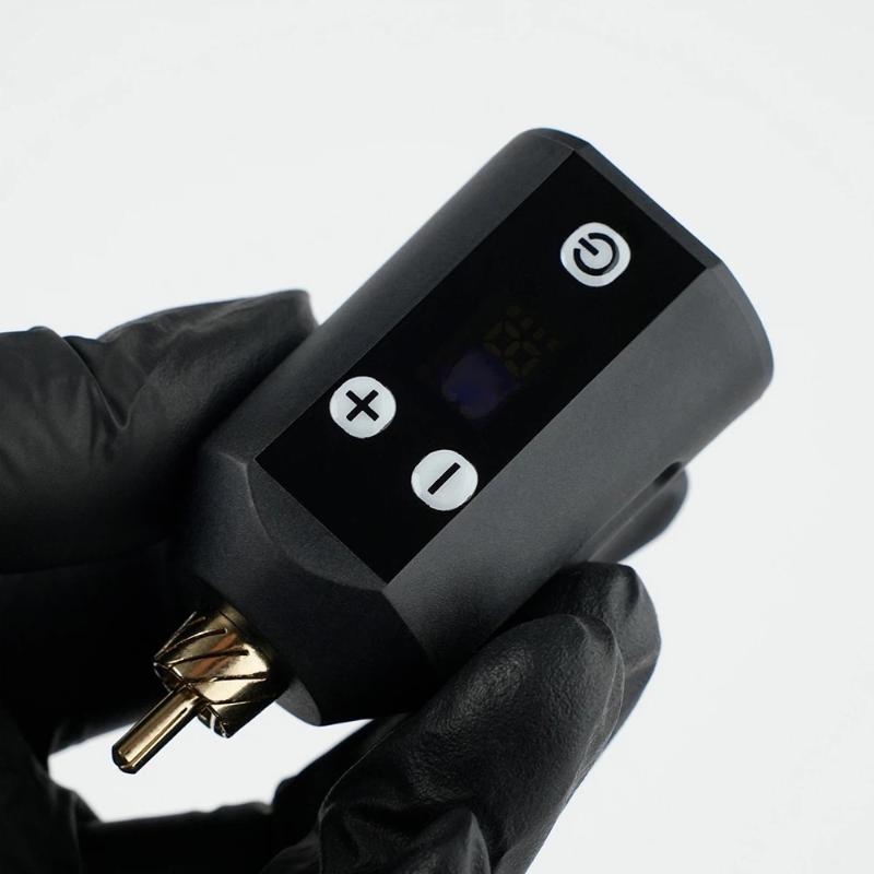 Блок питания для тату-машинки 4–12 В Черный блок питания для тату USB-зарядка Регулируемое напряжение Беспроводной блок питания для тату-машинки