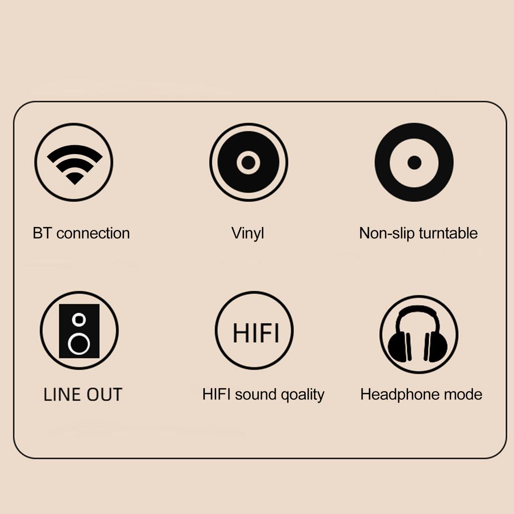 Ретро Виниловый Проигрыватель LP Портативный Проигрыватель Винтажный Граммофон 3 Скорости BT5.0 Беспроводные Динамики Линейный