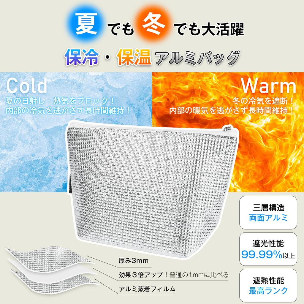 LINECY Aluminum Cooler Bag, Small, Bento Lunch Bag, Compact Cooler Bag, Commercial Use, Large Capacity, Long-Lasting Insulation, Outdoor Use,