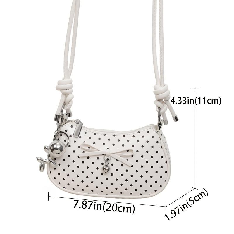 Women's crossbody bag, comes with a pendant. Crescent-shaped shoulder bag, suitable for daily wear, shopping, and dates, sweet and cool style.