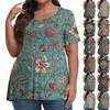 Ayollar Modasi Kundalik V-Boʻyinli Pulover Qisqa Yengli Katta Oʻlchamli Vintage Bosmali Top
