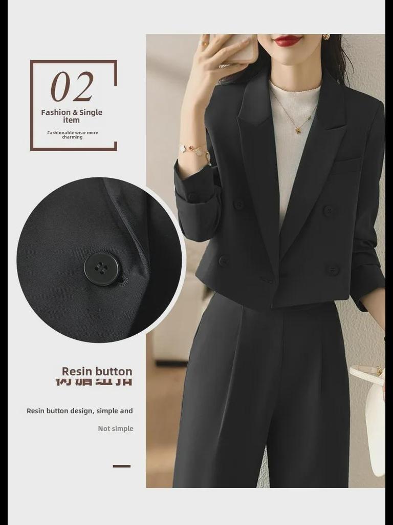 Женский шикарный осенний костюм 2024 года: Короткая профессиональная куртка в стиле богини