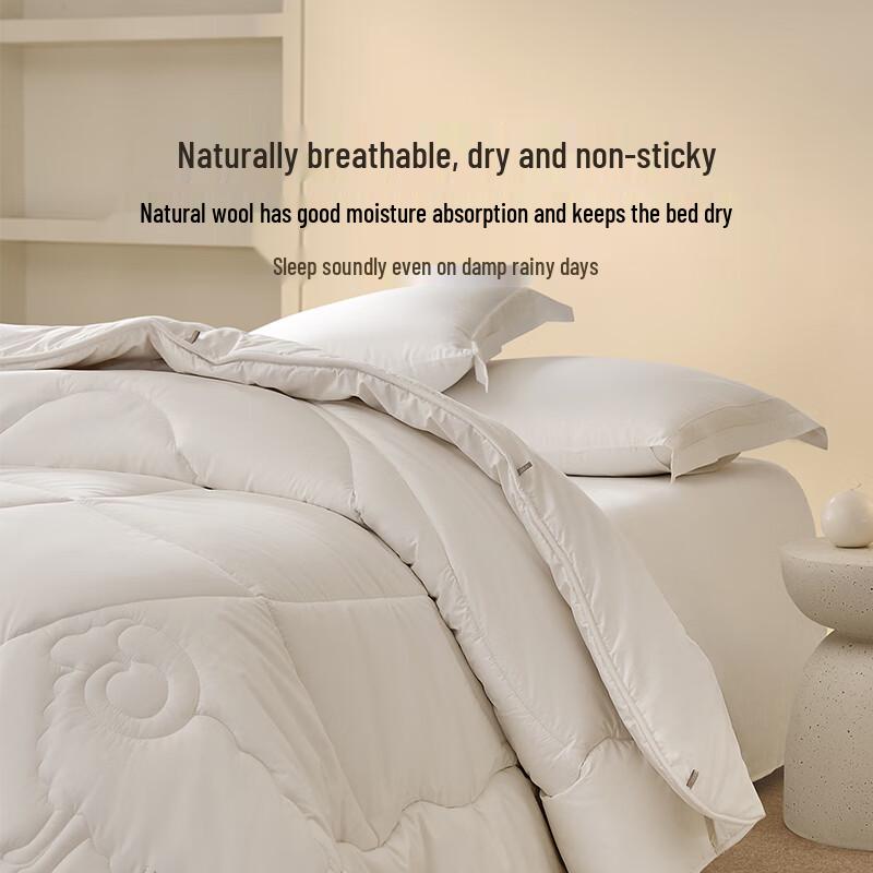 Luolai Class A 100% Wool Quilt - 60S Cotton, Antibacterial & Warm