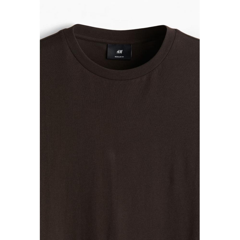 Комплект из 5 футболок HM Regular Fit, цвет: темно-коричневый, бежевый, светло-голубой