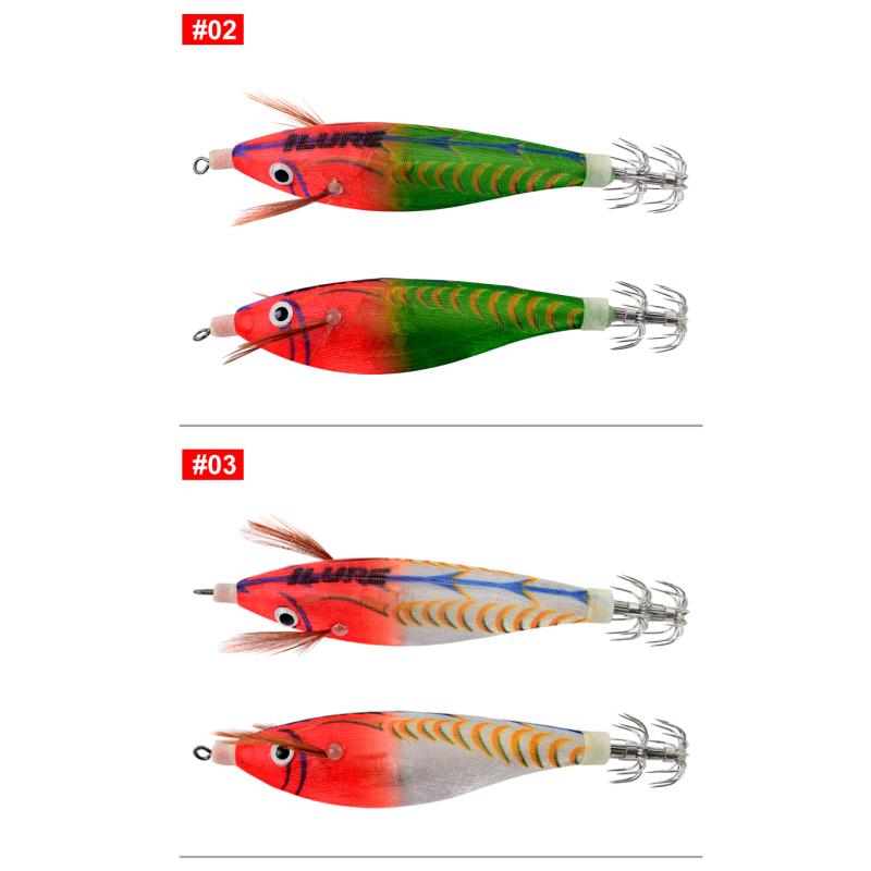 Рыболовная приманка для деревянных креветок с батареей, 7 шт., 10 см, крючок для кальмара, наживка для осьминога, джиги для кальмаров, приманки для каракатиц, искусственный воблер, жесткая приманка