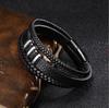 Simple Leather Bracelet with Thread Brown 20cm