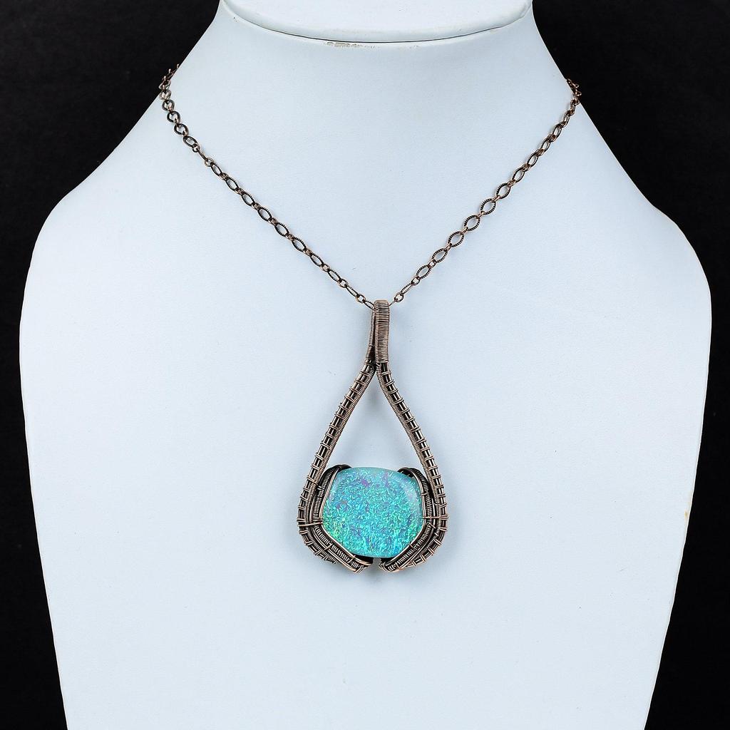 Синий австралийский тройной опал, драгоценный камень, чистая медная проволока, обернутая ювелирными изделиями ручной работы