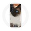 Чехол для Samsung Galaxy S22 Сиамский Кот Черно-Белый Голубые Глаза