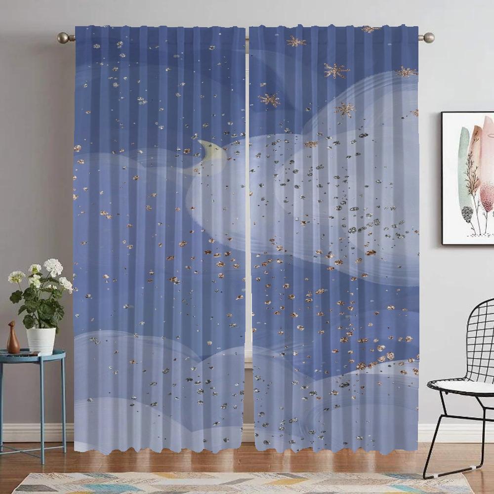 Curtains for Living Room Curtain Cloud Partition Halloween Decoration Home Interior Curtains 2 Pieces Tulle for Bedroom Shades