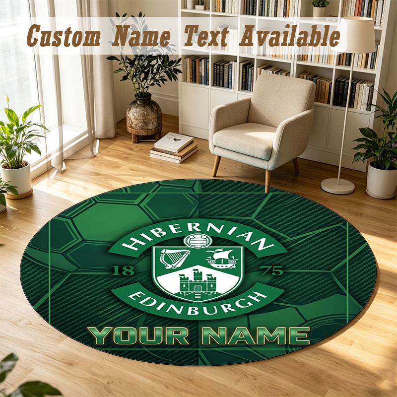 Round Rug Custom NameHibernian FC Pattern Non Slip Carpet Home Floor Decor