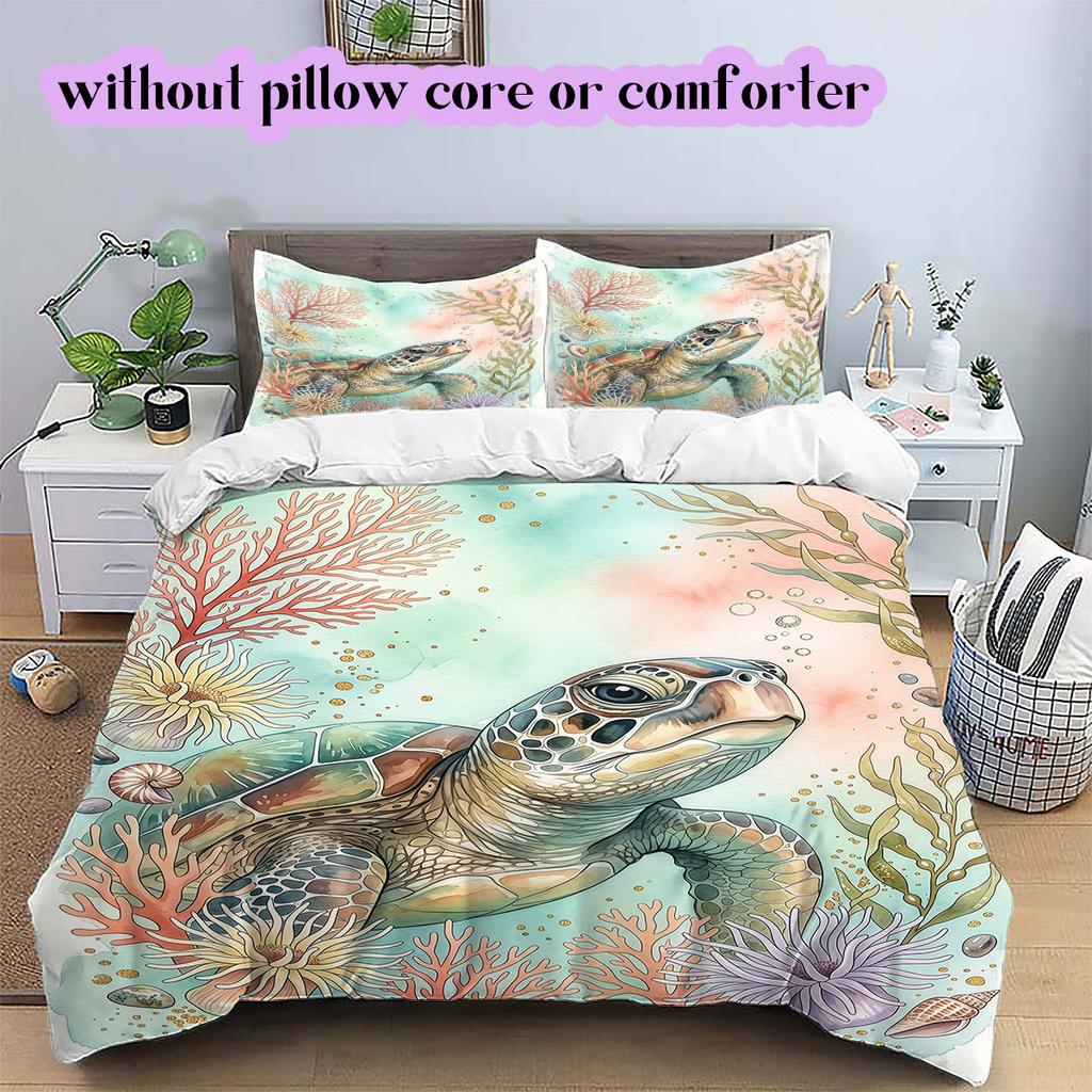 Watercolor animal painting Pattern Bedding,Quilt Set Quilt Cover Pillowcase Home Birthday Gift (1*duvet cover+2*pillowcase,without core)