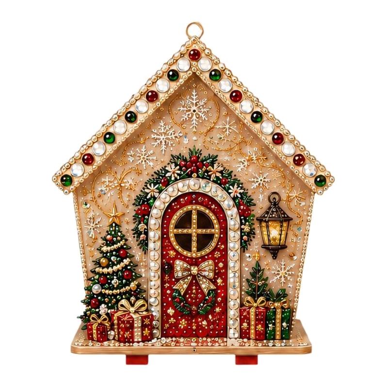Christmas Art House Project, 1 Set with Raised Holiday Artwork and a Flat Base for Table, Cabinet, or Window Display