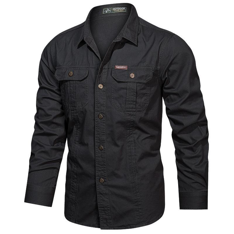 Men Plus Size Multi-pockets Tooling Shirts Military Outdoor Long-sleeved Shirts High Quality Male Cotton Casual Shirts