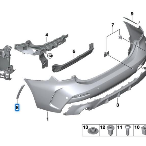 Накладка на задний бампер BMW 1 серии F52 51128075523/51128075524