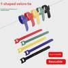 Self-Adhesive Cable Ties with T-Shaped Injection Hook, 15CM Velcro Strap for Computer Storage