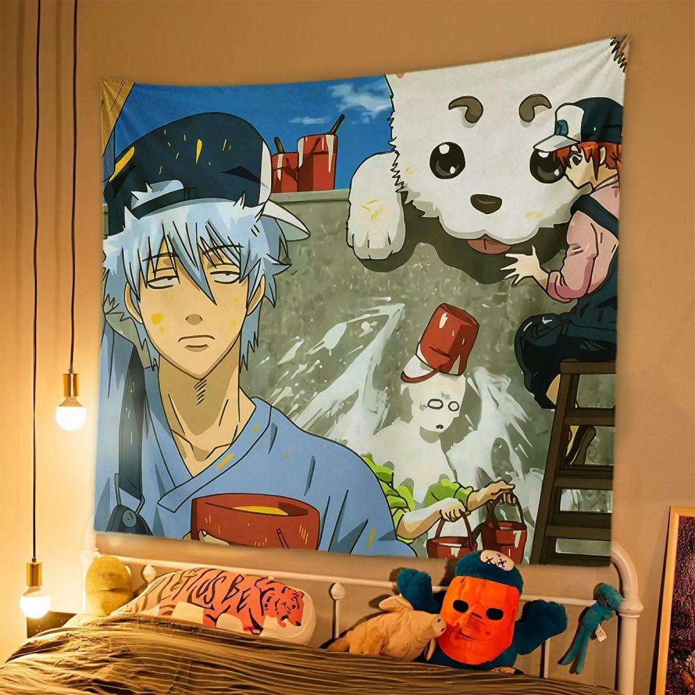 1pc Japanese Anime Tapestry GINTAMA Background Cloth Student Dormitory Bedside Bedroom Decoration Hanging Rental House  Tapestry