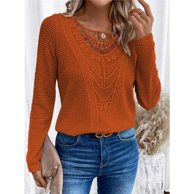 Кружевная футболка с длинным рукавом