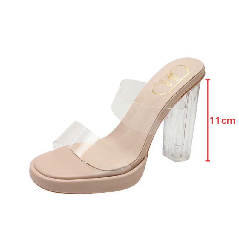 Туфли на высоком каблуке женские 2025 прозрачные ветровое слово с ПВХ верхняя одежда модные босоножки на высоком каблуке тапочки женские