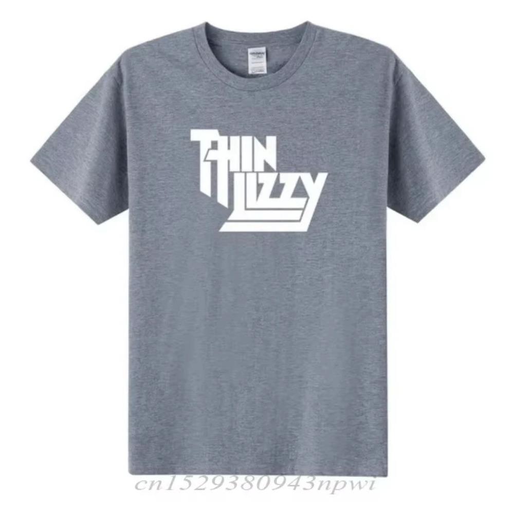 2025 Хэви-метал Футболка Thin Lizzy Мужские топы Музыкальный певец Футболка Короткий рукав Хлопок Круглый вырез Футболка Топ Одежда