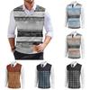 Мужская мода принтованный жилет с V-образным вырезом без рукавов трикотажный пуловер