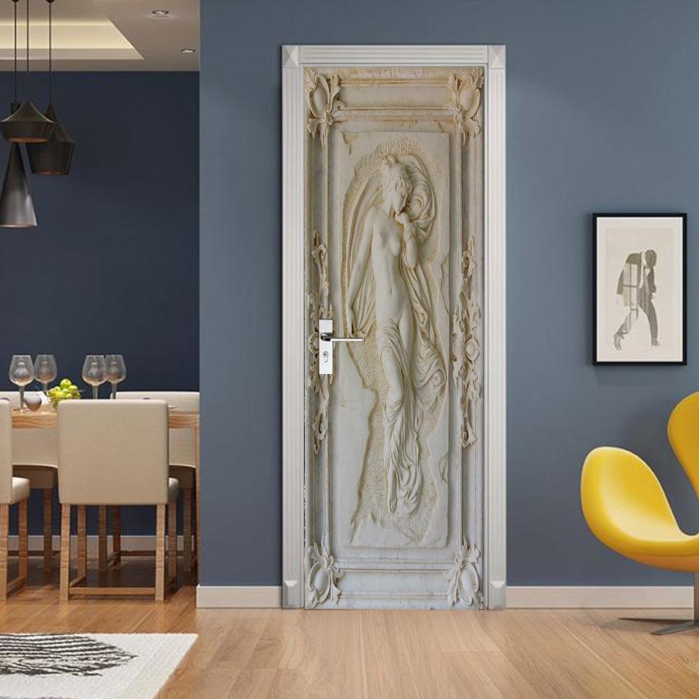 3D Статуя Искусство Виниловая Наклейка На Дверь Для Творческого Домашнего Декора