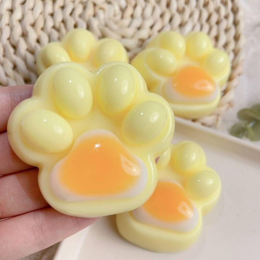 Poached Egg Mini Cat Paw Squeeze Toy Three-color Rainbow Pinch Decompression Toy  Kid