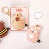 Kitten Access Card Case Bear Cartoon Keyring Pendant Kawaii Leather Card Holder Keychain  Backpack