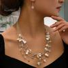 Комплект серег и ожерелья в богемном стиле, многослойный асимметричный гальванический камень, искусственный кристалл, полированный гладкий крючок, серьги, ожерелье, комплект ювелирных изделий