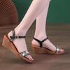 Wedge Heel Middle Heel Sandals Women's Summer New Muffin Thick-soled Waterproof Table Versatile One-word Buckle Sequined Sandals