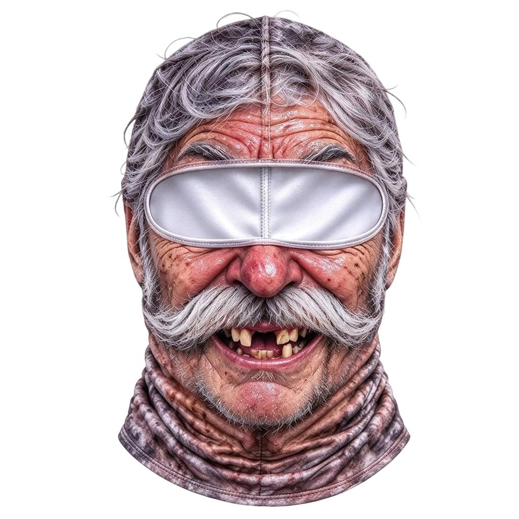 Новинка Лыжный Шлем с Лицом Старика, Смешная Реалистичная 3D-Печать, Полностью Закрывающая Лицо, Зимний, Ветрозащитный, Наружный Чехол для Мужчин и Женщин (Солнцезащитные очки не включены)