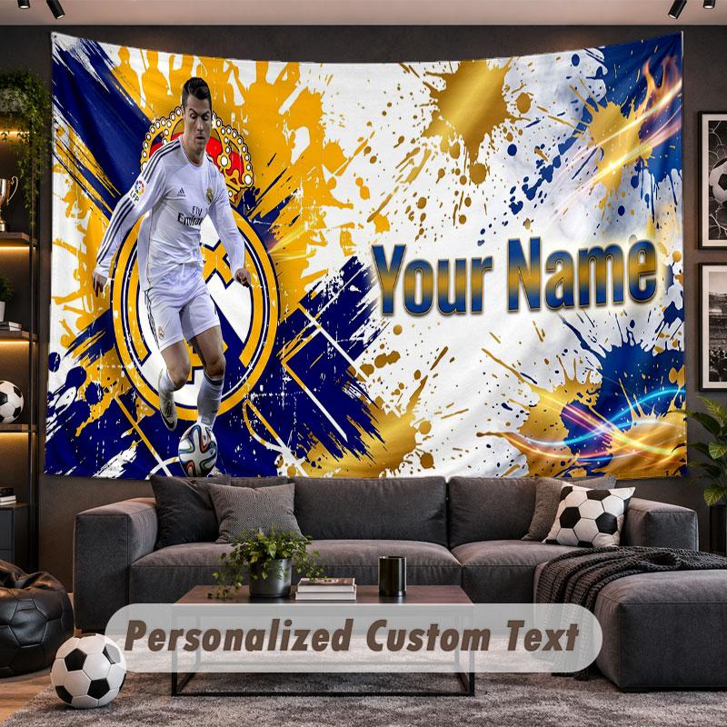 Wall Hanging Tapestry Custom NameCristiano Ronaldo Pattern Personalized Printed Fabric Wall Decor